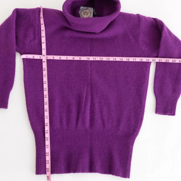Crown Jewels Purple 50% Lambswool  40% Rabbit Hair Turtleneck Sweater Small - Picture 4 of 11